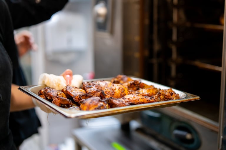 Freshly cooked chicken wings